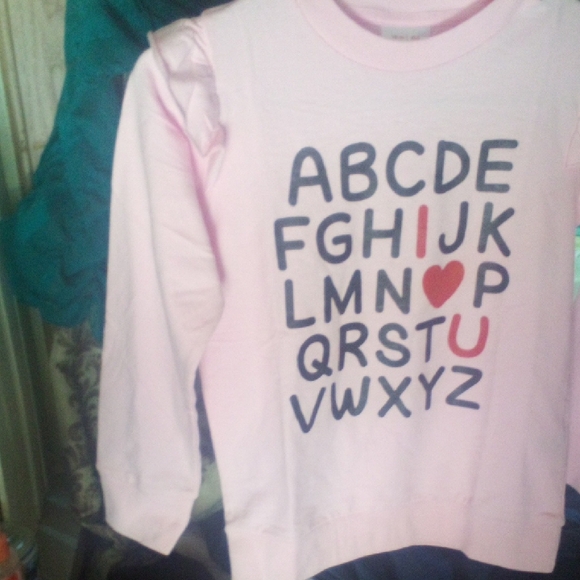 NWOT!  Pink Long Sleeve Alphabet Tee - Picture 4 of 6
